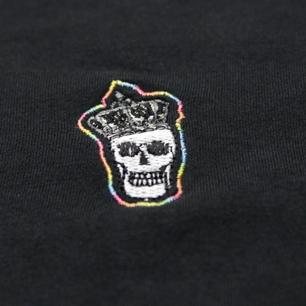 Robert Graham V-Neck T Shirt Mens Sz L Black Solid Embroidered Skull Stitching - Picture 4 of 6